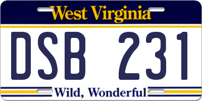 WV license plate DSB231