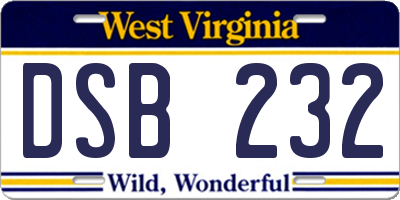 WV license plate DSB232