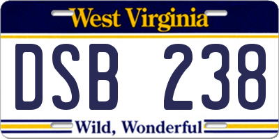 WV license plate DSB238