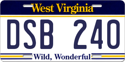WV license plate DSB240