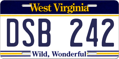 WV license plate DSB242