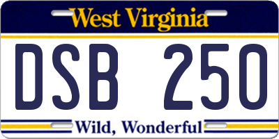 WV license plate DSB250