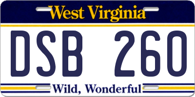 WV license plate DSB260