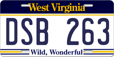 WV license plate DSB263