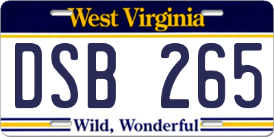 WV license plate DSB265