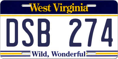 WV license plate DSB274