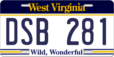 WV license plate DSB281