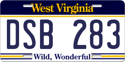 WV license plate DSB283