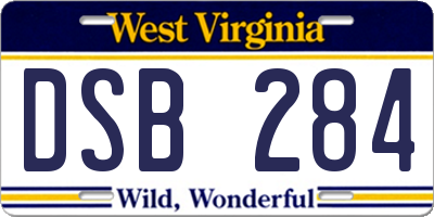 WV license plate DSB284