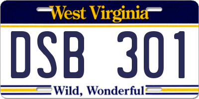 WV license plate DSB301