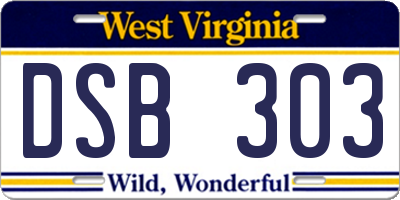 WV license plate DSB303