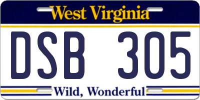 WV license plate DSB305
