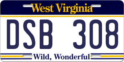 WV license plate DSB308