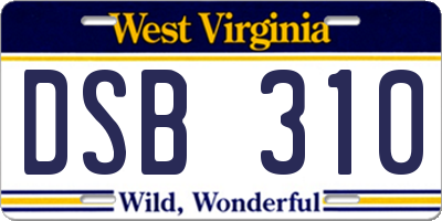 WV license plate DSB310