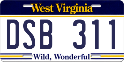 WV license plate DSB311
