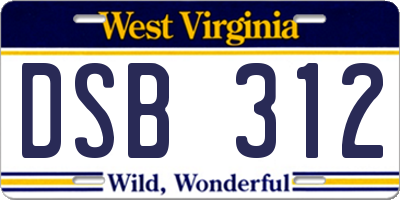 WV license plate DSB312
