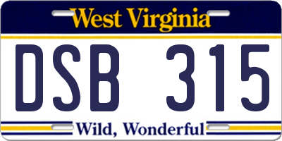 WV license plate DSB315