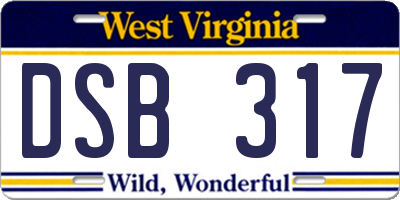 WV license plate DSB317