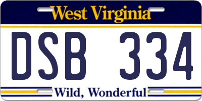 WV license plate DSB334