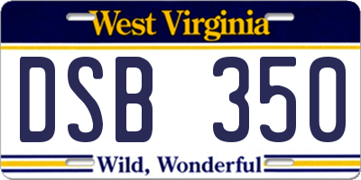 WV license plate DSB350