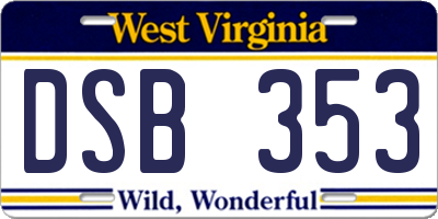 WV license plate DSB353