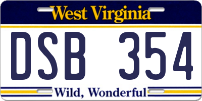 WV license plate DSB354