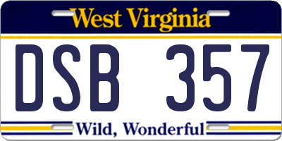 WV license plate DSB357