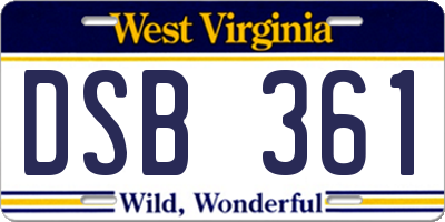WV license plate DSB361