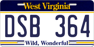 WV license plate DSB364