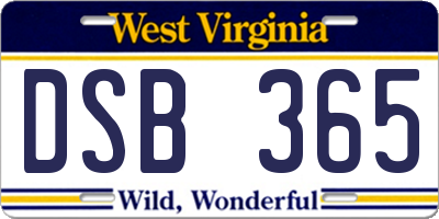 WV license plate DSB365