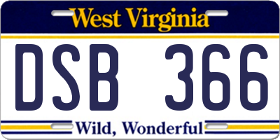 WV license plate DSB366