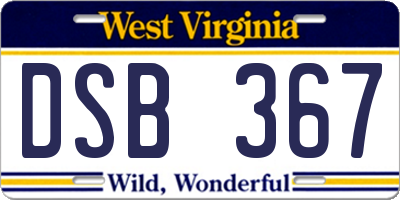 WV license plate DSB367