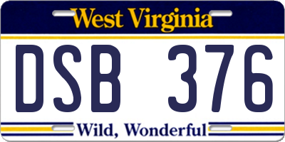 WV license plate DSB376