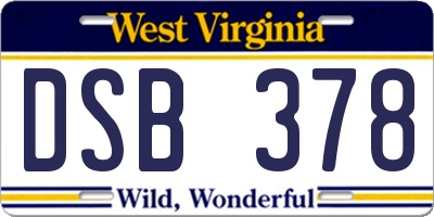 WV license plate DSB378