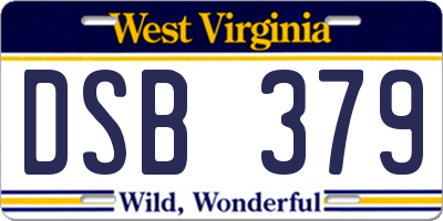 WV license plate DSB379