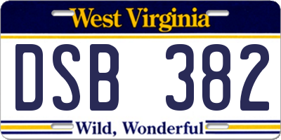WV license plate DSB382