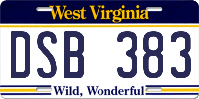 WV license plate DSB383
