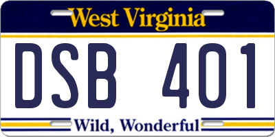 WV license plate DSB401