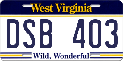 WV license plate DSB403