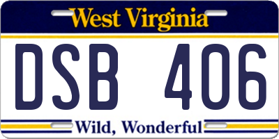 WV license plate DSB406