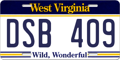 WV license plate DSB409