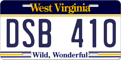 WV license plate DSB410