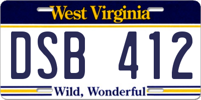 WV license plate DSB412