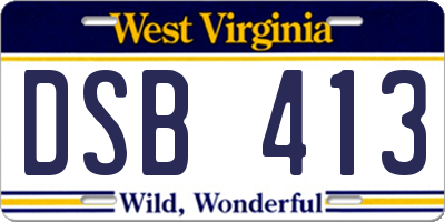 WV license plate DSB413