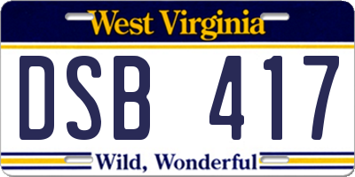 WV license plate DSB417