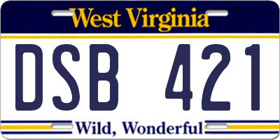 WV license plate DSB421