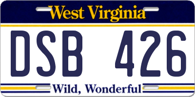 WV license plate DSB426