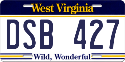 WV license plate DSB427