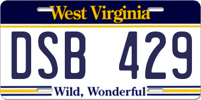 WV license plate DSB429