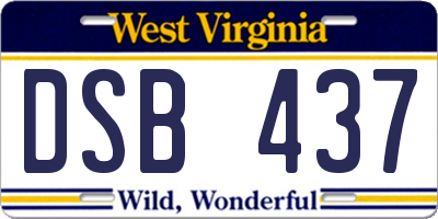 WV license plate DSB437